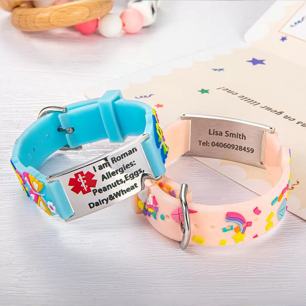 Custom Color Medical Alert Id Bracelets for Kids/Girl/Boy