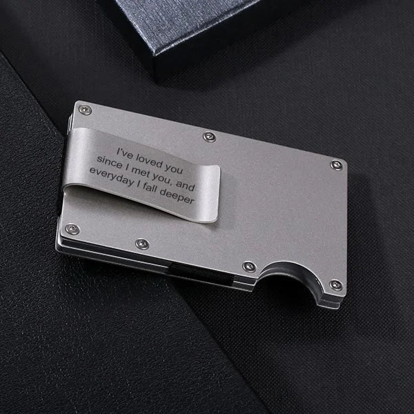 Personalized money clip with credit card holder