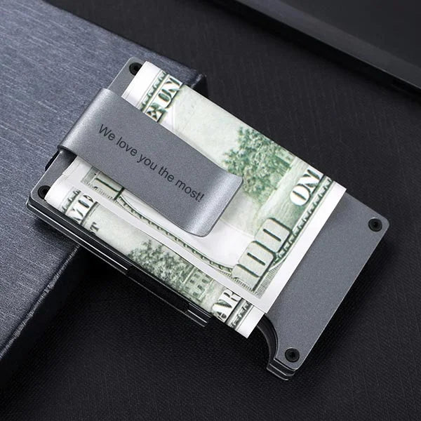 Personalized money clip with credit card holder