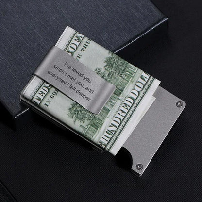 Personalized money clip with credit card holder