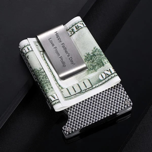 Personalized money clip with credit card holder