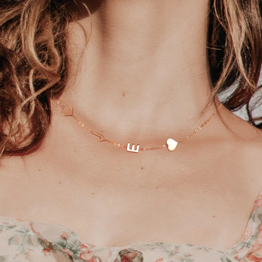 Personalized initial necklace | Necklace with heart and initial