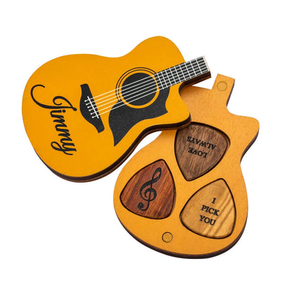 Personalized Wooden Guitar Picks With Case | Wooden guitar pick| Guitar Pick