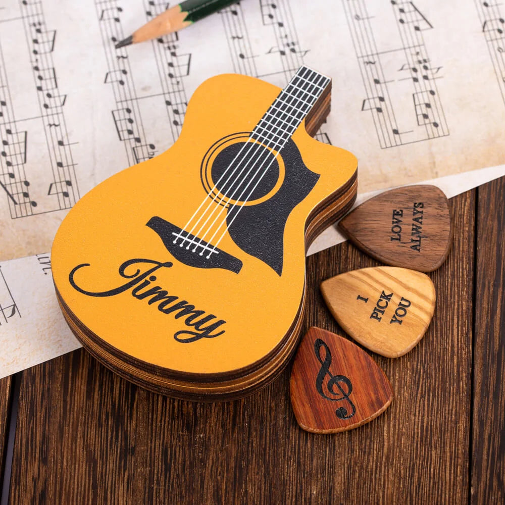 Personalized Wooden Guitar Picks With Case | Wooden guitar pick| Guitar Pick