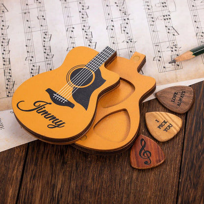 Personalized Wooden Guitar Picks With Case | Wooden guitar pick| Guitar Pick