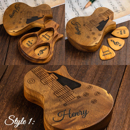 Personalized Wooden Guitar Picks With Case | Wooden guitar pick| Guitar Pick