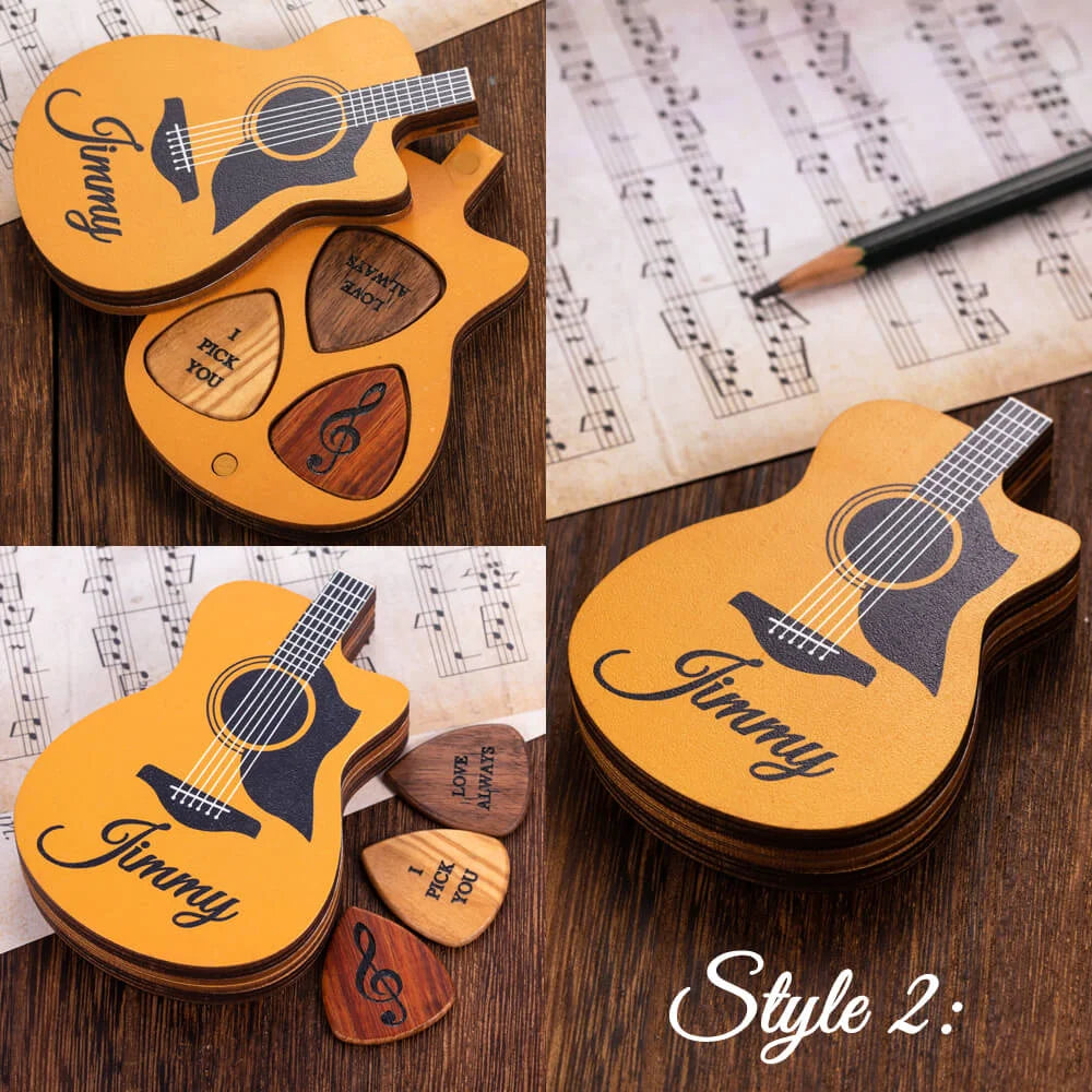 Personalized Wooden Guitar Picks With Case | Wooden guitar pick| Guitar Pick