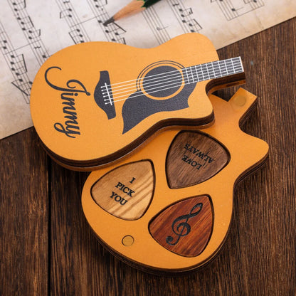 Personalized Wooden Guitar Picks With Case | Wooden guitar pick| Guitar Pick