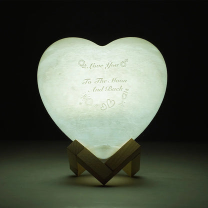 3D Printed Heart Shaped Moon Lamp Personalized with Text & Photo| Custom love gifts