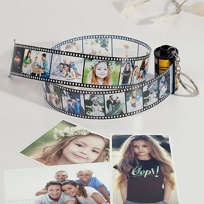 Custom photo camera roll keychain-Free gift box included