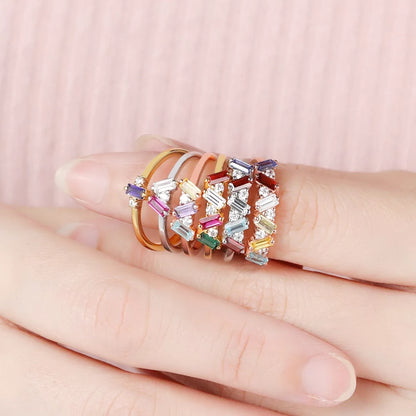 Custom baguette birthstone ring | Minimalist  Personalized Statement Ring