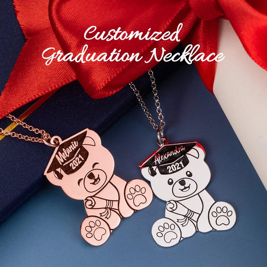 Custom Bear Necklace for Graduation Gift |Graduation gifts for her