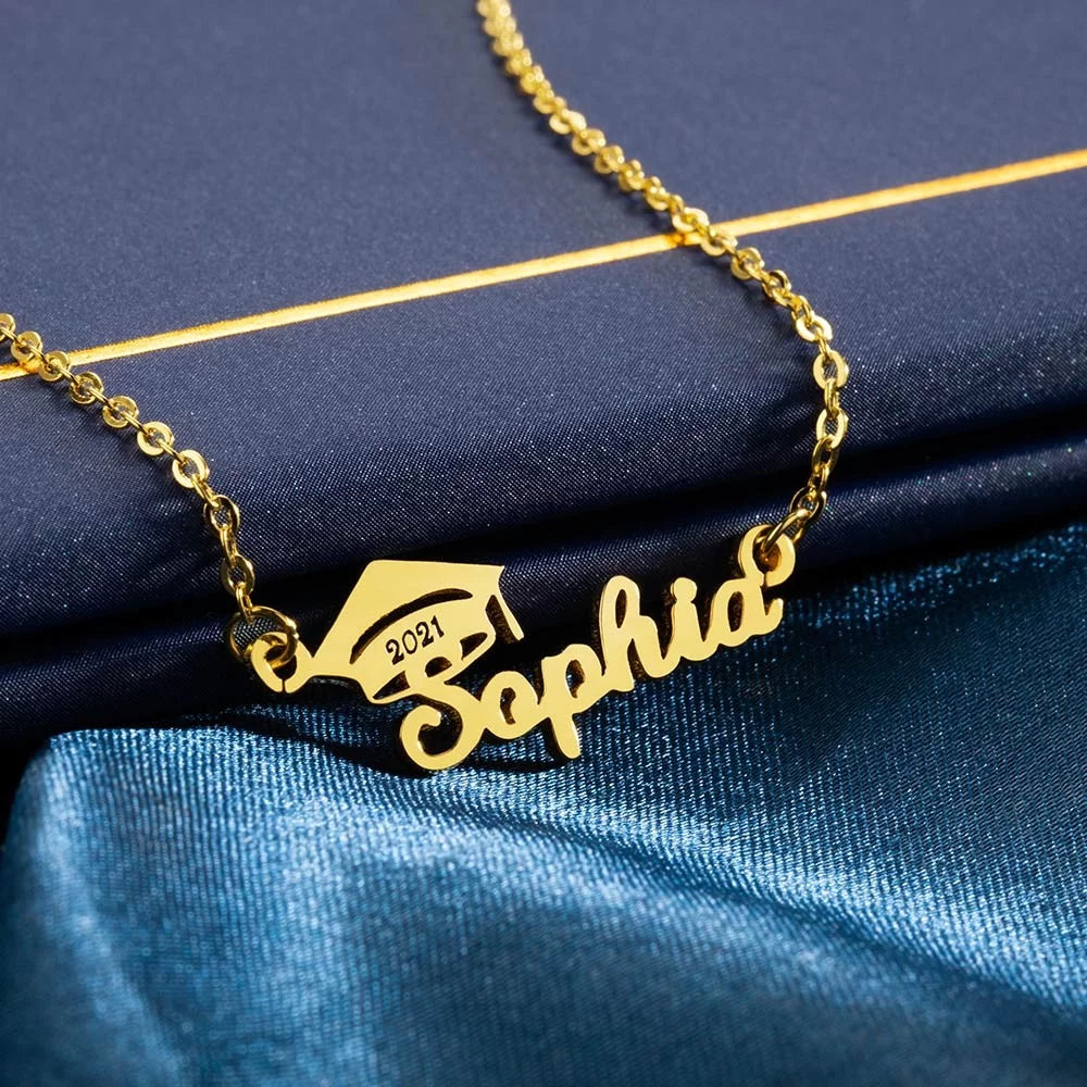 Personalized Bachelor Cap Name Necklace Graduation Gifts |Graduation gifts for her