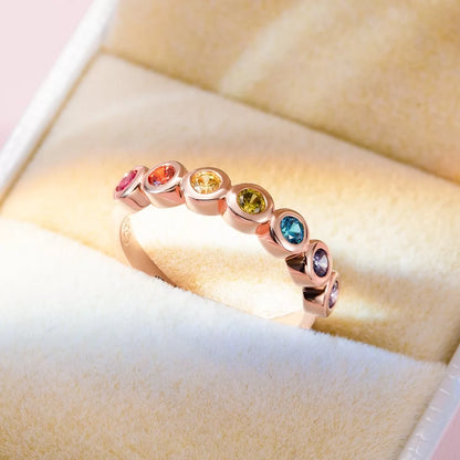 Personalized Multistone Rainbow Ring| 925 Sterling Silver Healing Stone Ring