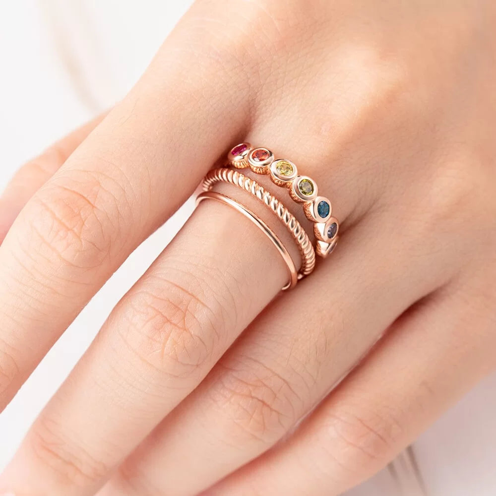 Personalized Multistone Rainbow Ring| 925 Sterling Silver Healing Stone Ring