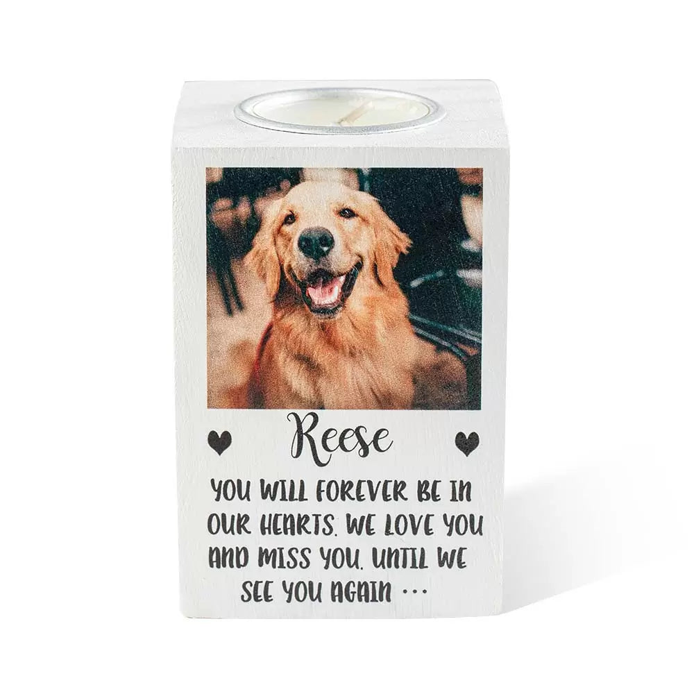 Custom Pet Sympathy Tea-light Candle holder with Pet Photo and Message