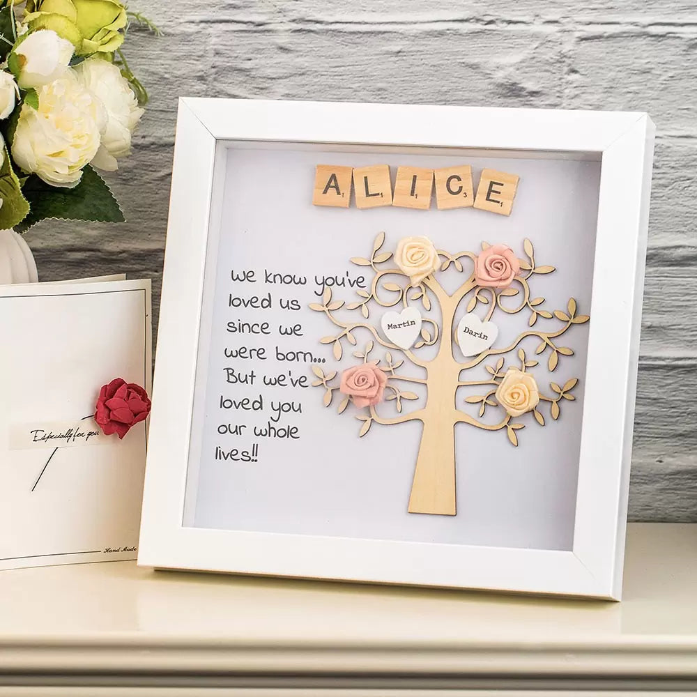 Custom family tree gift | Birthday for Mom, gift for Grandma | Wooden Art keepsake