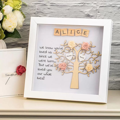 Custom family tree gift | Birthday for Mom, gift for Grandma | Wooden Art keepsake