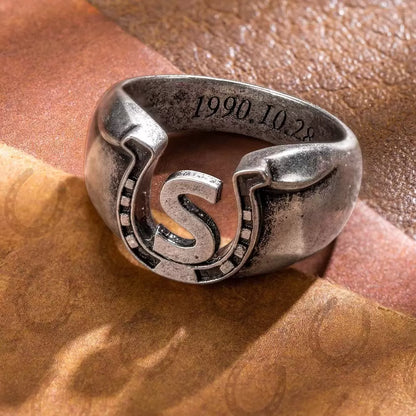 Custom Horseshoe Ring in Brass for Men | Lucky horseshoe ring | Gift for him