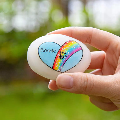 Engraved rock pet memorial with pet name