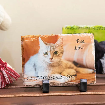 Personalized Colorful Pet Photo Rock Slate| Pet Memorial Ornament | Gift for Pet Lovers