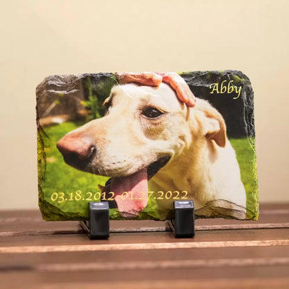 Personalized Colorful Pet Photo Rock Slate| Pet Memorial Ornament | Gift for Pet Lovers