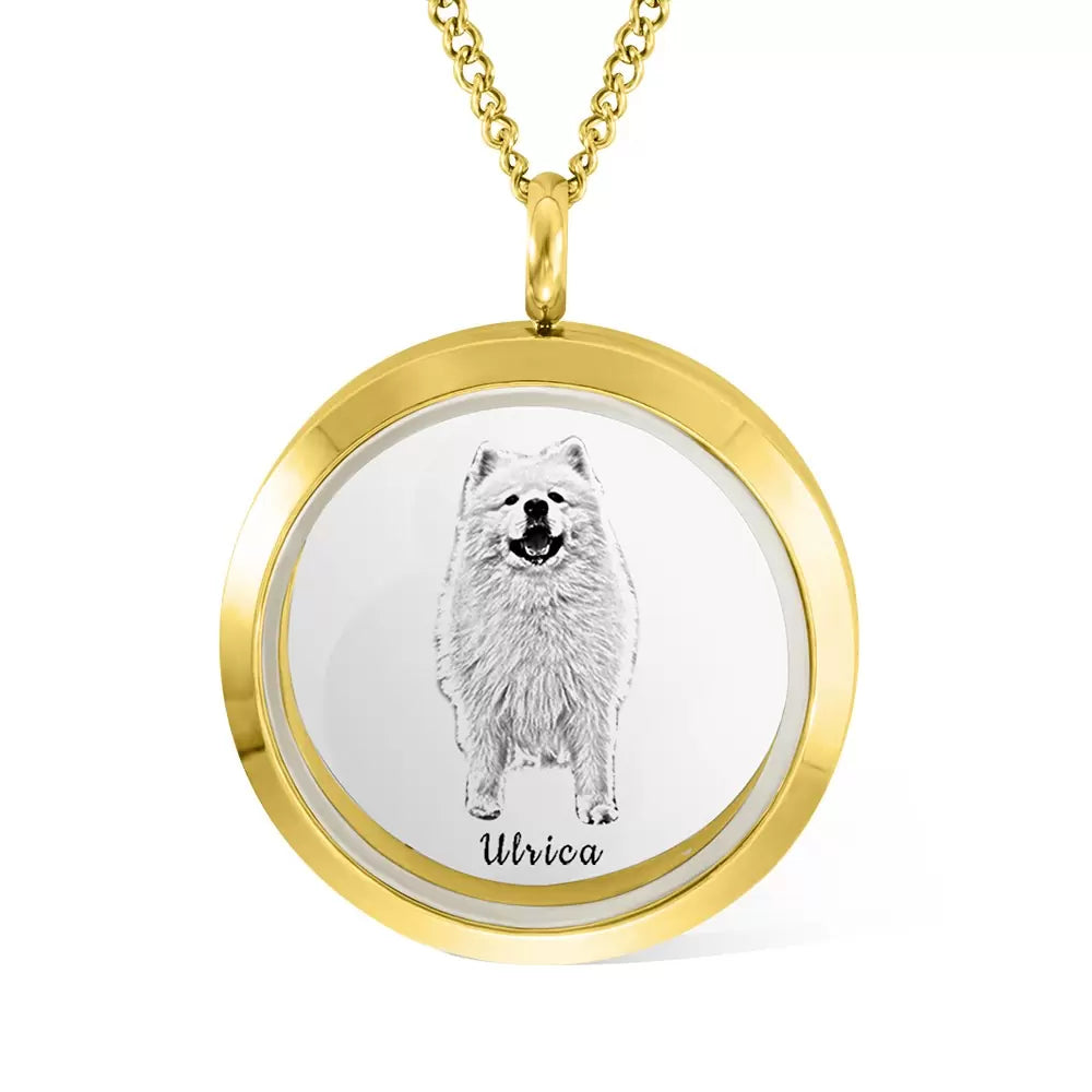 Custom Pet Fur Locket Urn Necklace with Photo & Name