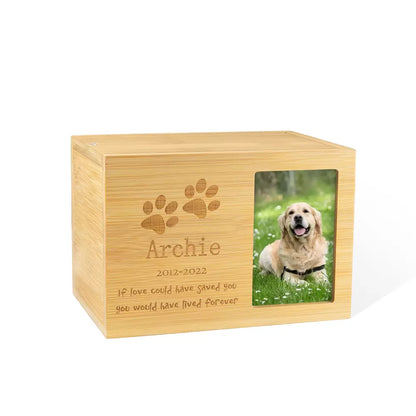 Personalized Wooden Pet Urns with Photo & Message | Memorial Cremation Urn