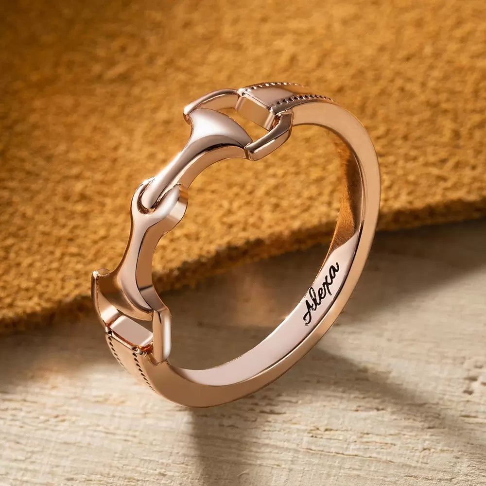 Personalized Snaffle Bit Horse Ring| 925 Sterling Silver Snaffle Bit| Equestrian Jewelry
