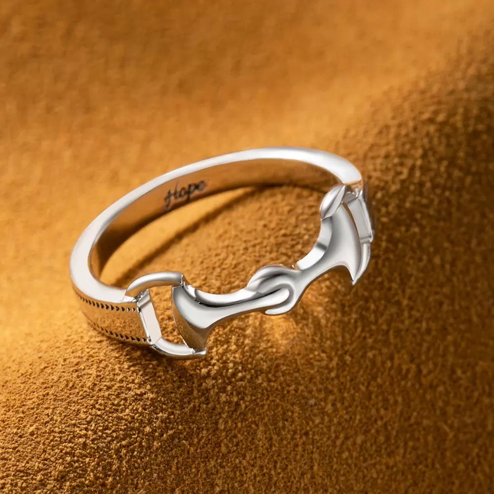 Personalized Snaffle Bit Horse Ring| 925 Sterling Silver Snaffle Bit| Equestrian Jewelry