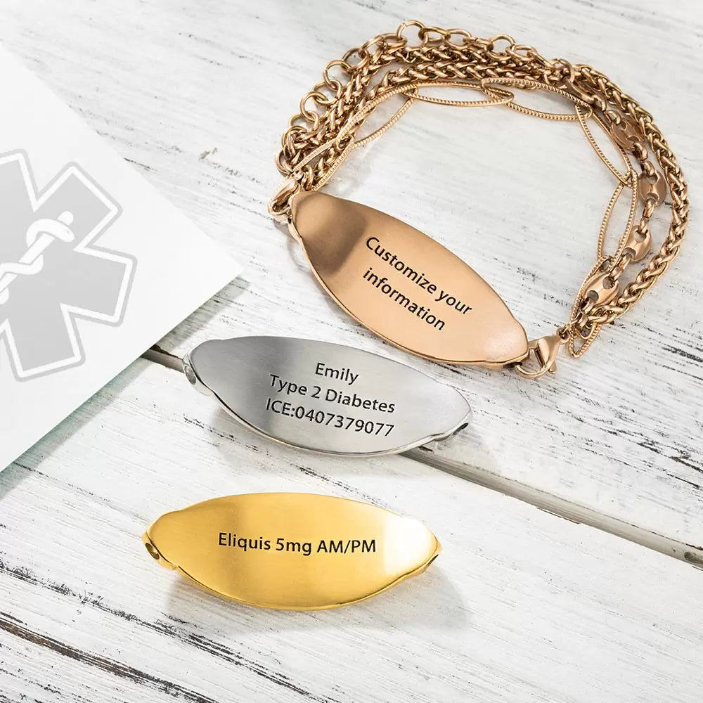 Elegant Medical Bracelets Jewelry for Women | Stainless Steel Emergency Identification Bracelet