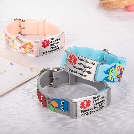 Custom Color Medical Alert Id Bracelets for Kids/Girl/Boy