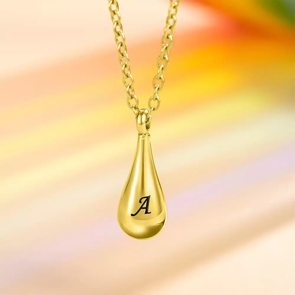 Custom Tiny Teardrop Urn Necklace with Name for Ashes