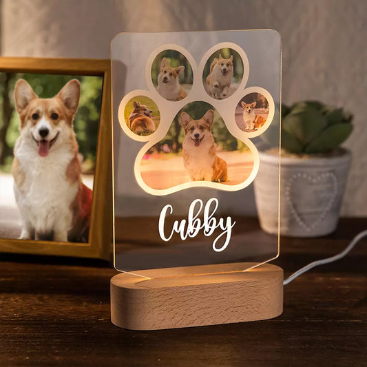 Custom Photo Dog Paw Night Light