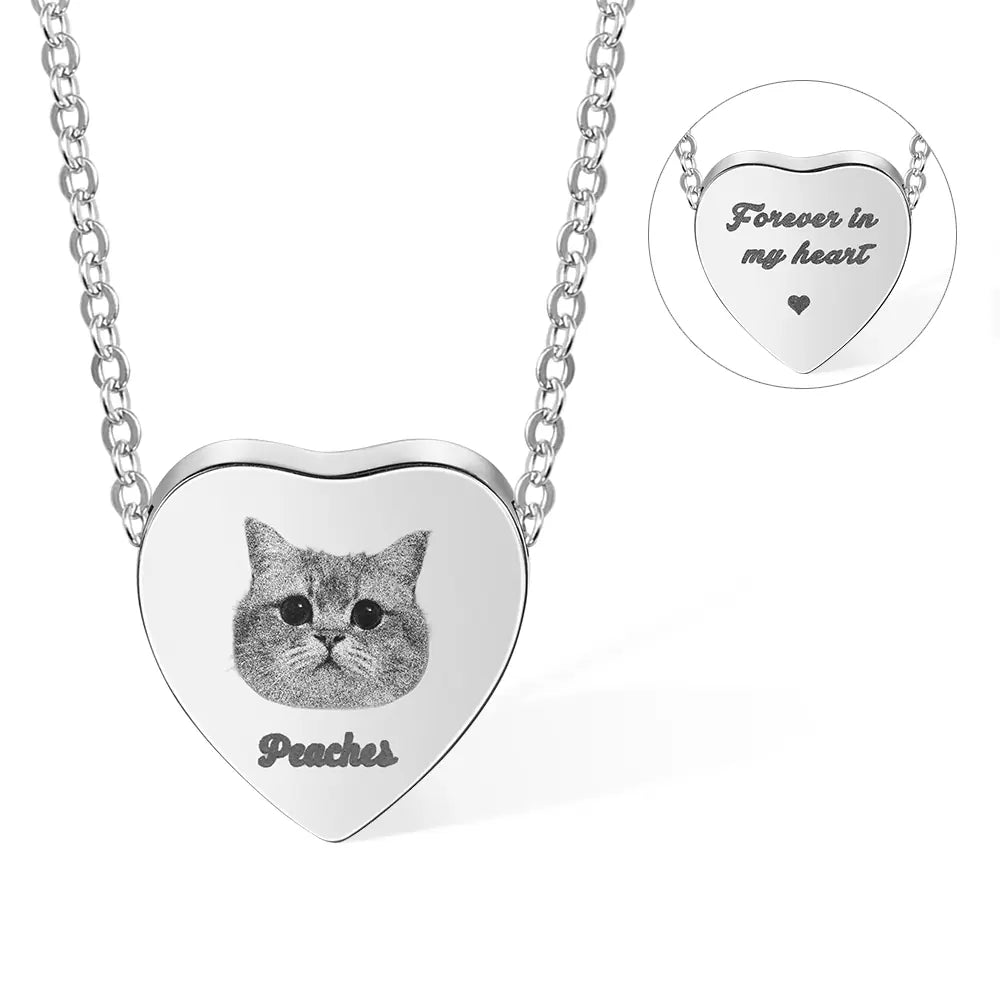 Personalized Portrait Heart Urn Necklace