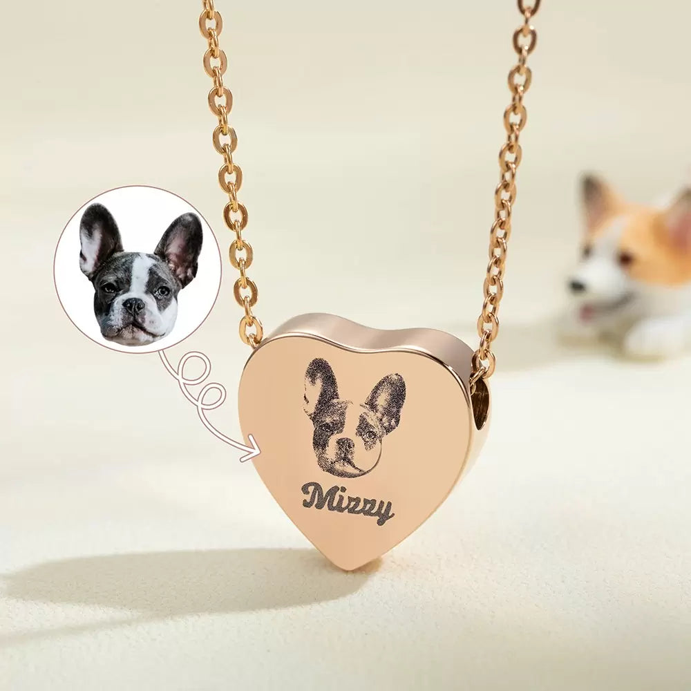 Personalized Portrait Heart Urn Necklace