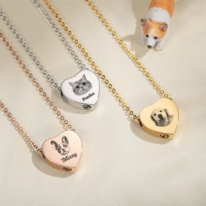 Personalized Portrait Heart Urn Necklace