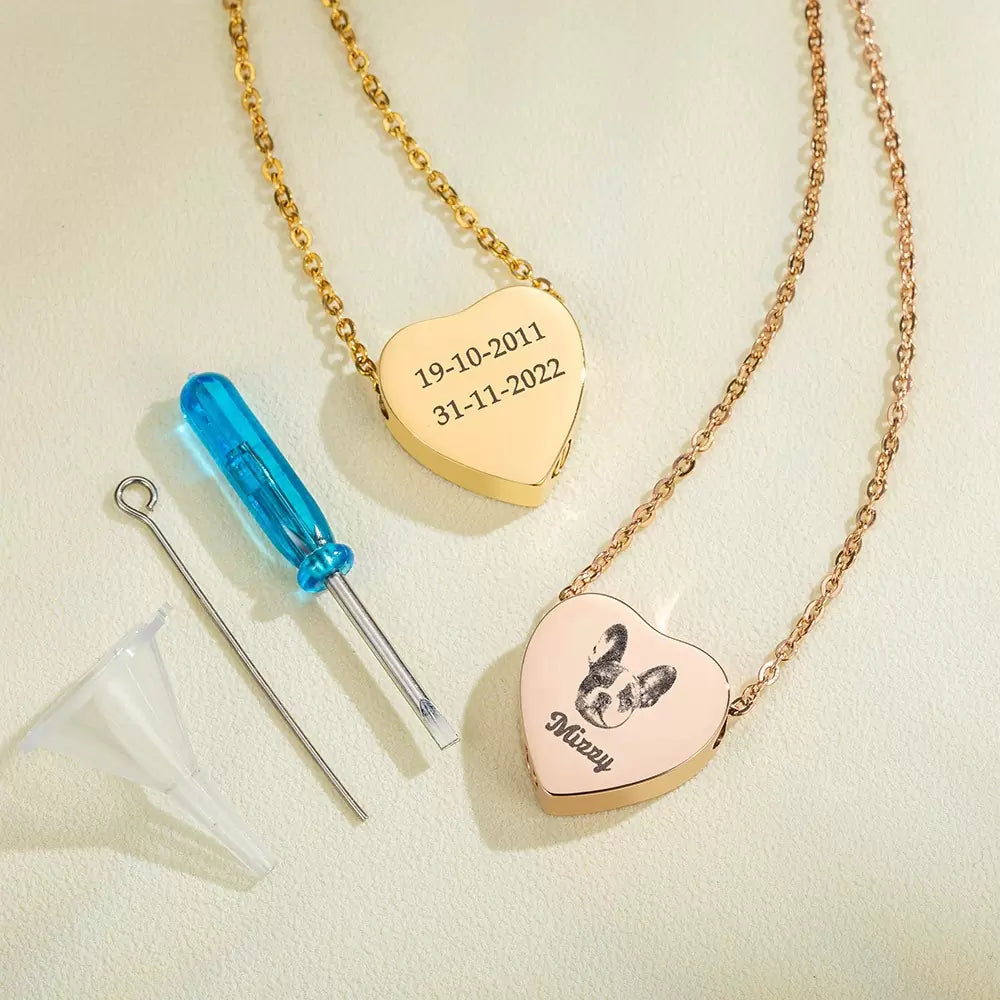 Personalized Portrait Heart Urn Necklace