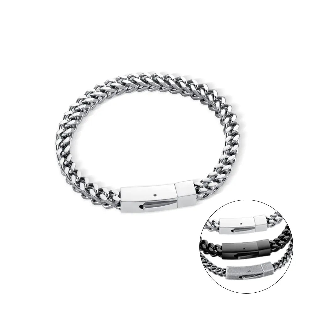 Custom bar engraved bracelets | Engraved Men's Chain Bracelet