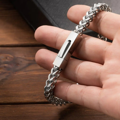 Custom bar engraved bracelets | Engraved Men's Chain Bracelet