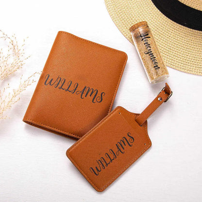 Personalized passport holder and luggage tag set |Personalized suitcase tags