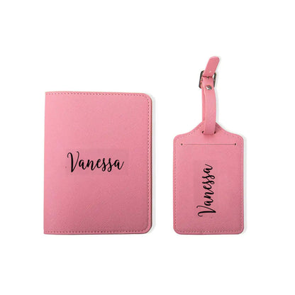 Personalized passport holder and luggage tag set |Personalized suitcase tags