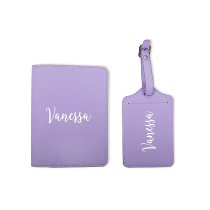 Personalized passport holder and luggage tag set |Personalized suitcase tags