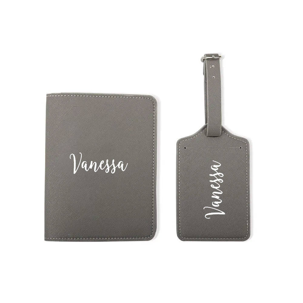 Personalized passport holder and luggage tag set |Personalized suitcase tags