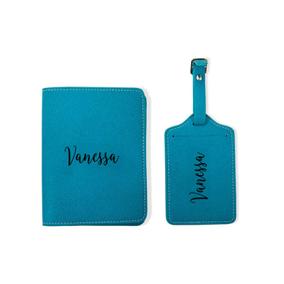 Personalized passport holder and luggage tag set |Personalized suitcase tags