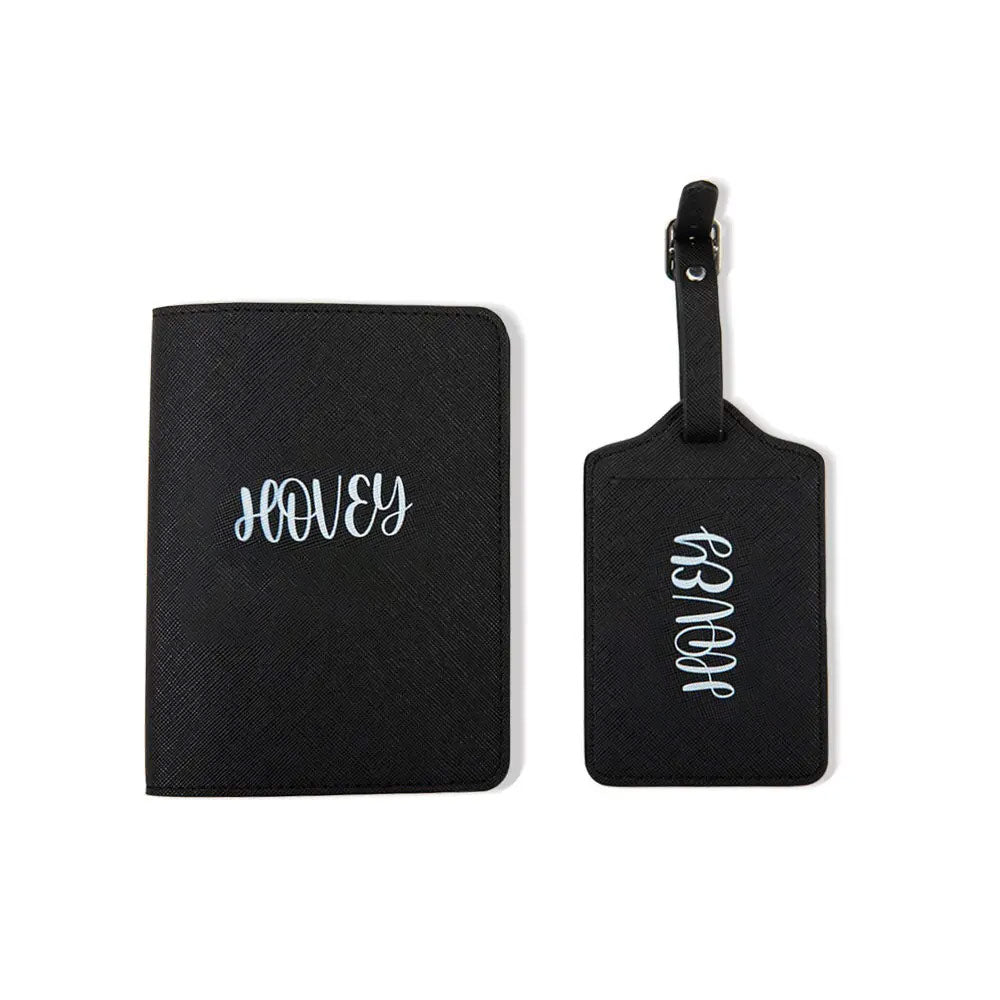 Personalized passport holder and luggage tag set |Personalized suitcase tags