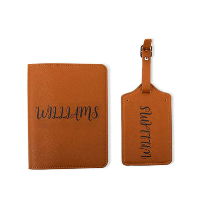 Personalized passport holder and luggage tag set |Personalized suitcase tags