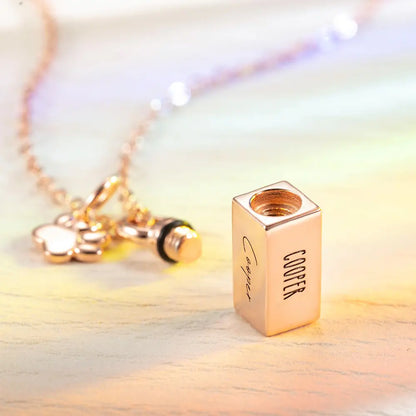 Personalized Tiny Urn Bar Necklace, Cremation Jewelry