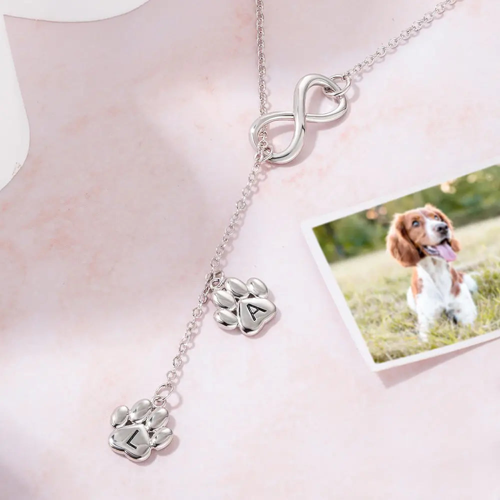 Custom paw print necklace 925 Silver | Paw Print & Initials Necklace