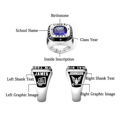 Custom Class Ring for Men's High School, College & University